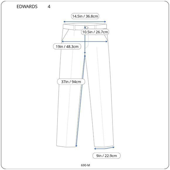 Edwards Easy Fit Uniform Work Pants Black UL 8793-010 Unhemmed Size 4 - Picture 3 of 12